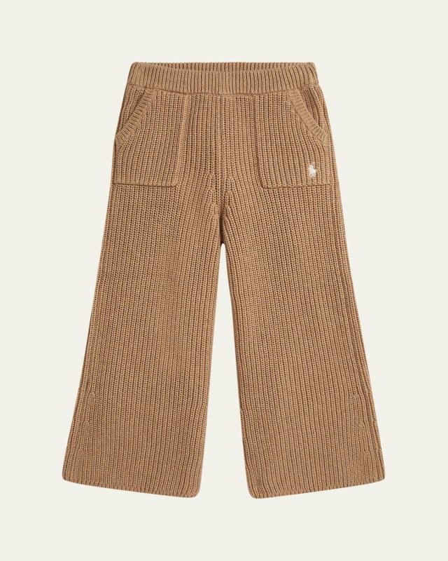 Girl's Cotton Knit Wide-Leg Pants, Size 2-6X